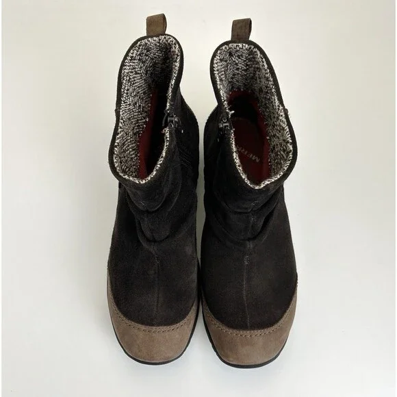 Merrell Freisa Slouch Ankle Boots Womens Sz 9 Brown Suede Zip Booties Outdoors - Picture 4 of 9